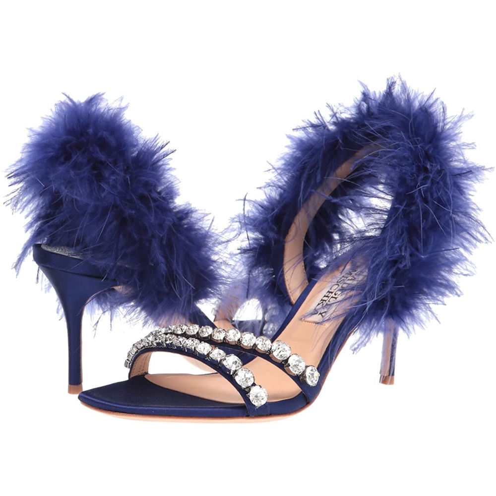 Badgley Mischka Harley Feather Embellished Sandal Size 7